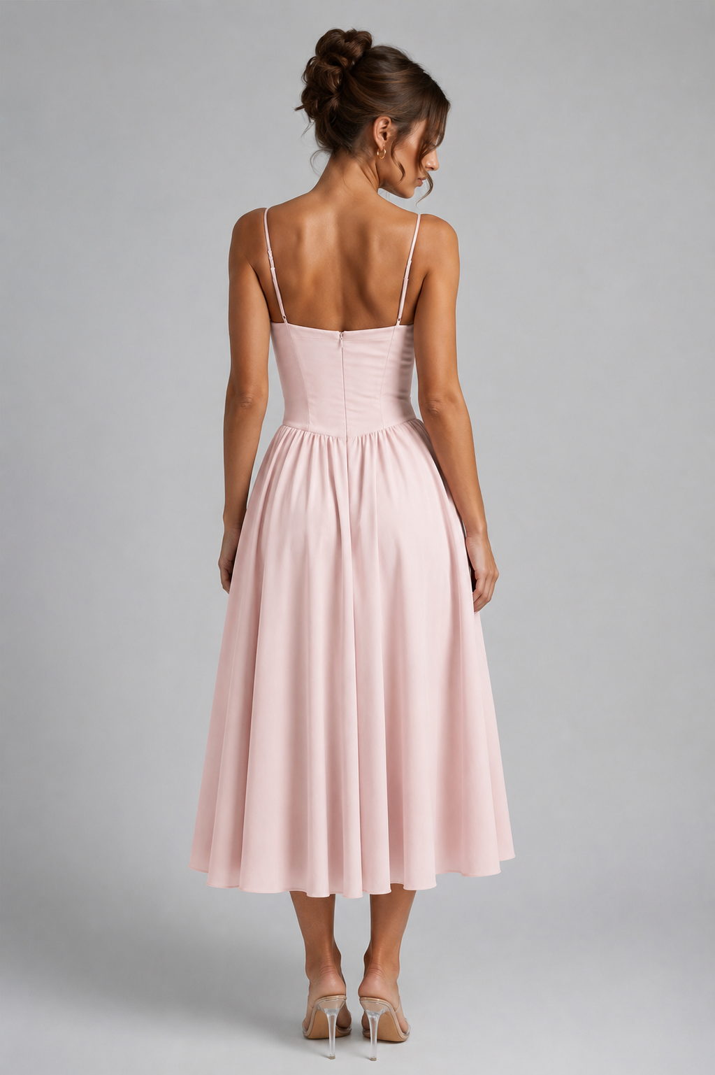Giselle | Corset Midi Dress with Full Skirt & Lace-Up Back
