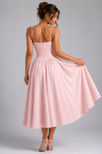 Giselle | Corset Midi Dress with Full Skirt & Lace-Up Back