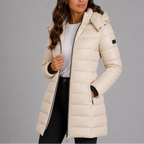Constance | Womens Long Black Puffer Coat for Winter — Beige