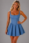 Tatiana | Denim Bodycon A-Line Mini Dress