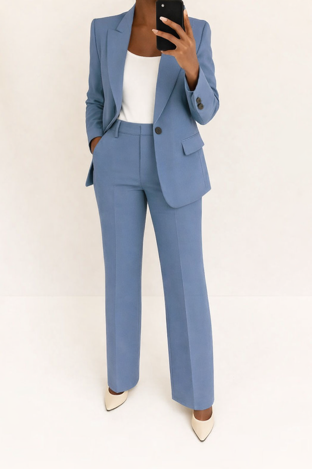 Sabine | Black Velvet Leather Trim Winter Blazer