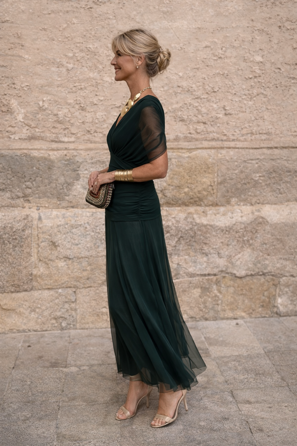 Marguerite | Floaty Chiffon Maxi Dress V-Neck Ruched Occasion