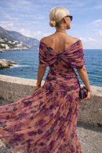 Marguerite | Floaty Chiffon Maxi Dress V-Neck Ruched Occasion