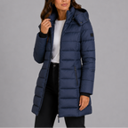 Constance | Womens Long Black Puffer Coat for Winter — Navy