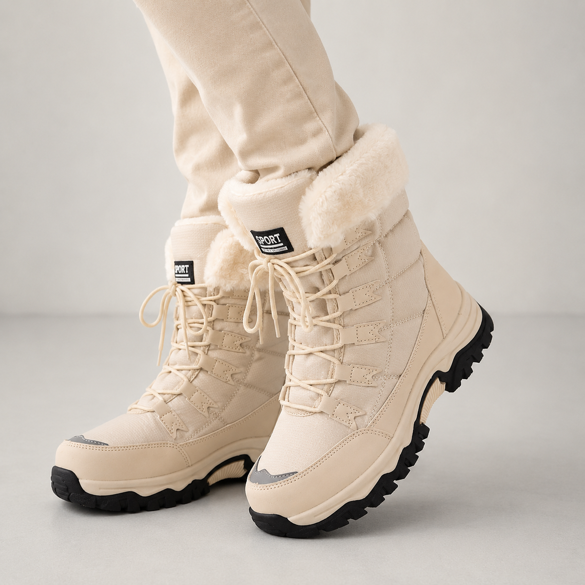 Vivienne | Warm Faux Fur Winter Snow Boots For Women — Beige