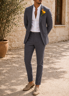 Wesley | Men Slim Fit Linen 2-Piece Wedding Guest Suit