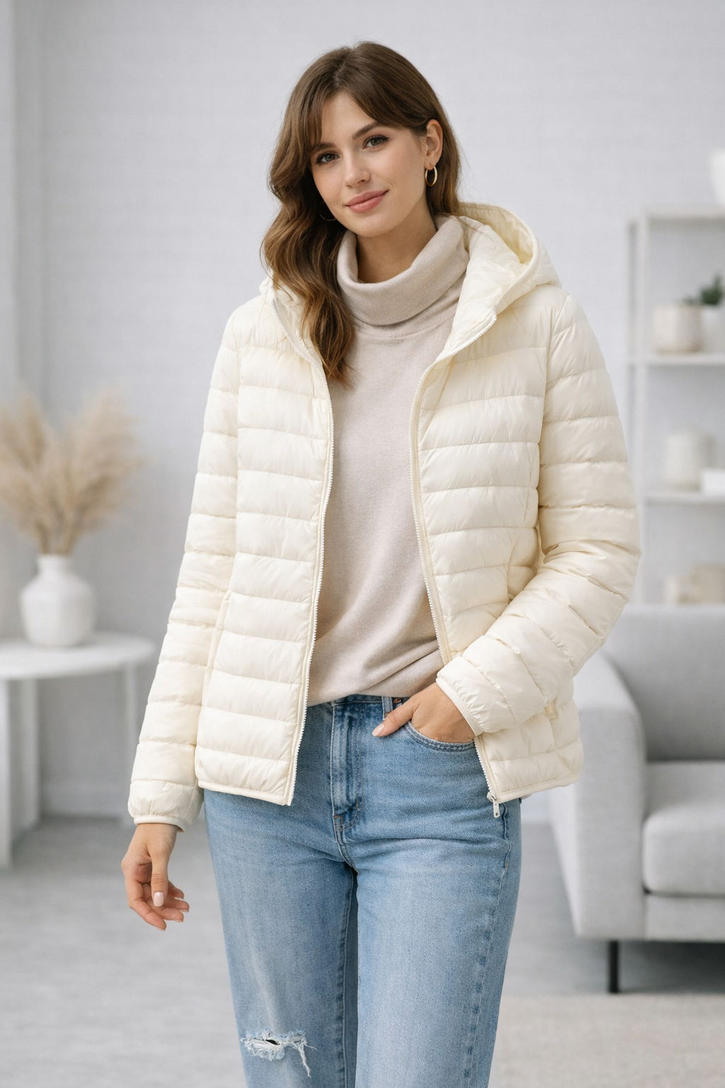 Cosima | Womens Long Puffer Vest Hooded Gilet Outdoor Casual