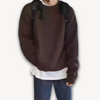 Delia | Cream Chunky Cable Knit Roll Neck Oversized Jumper Sweater — Dark Brown