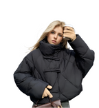 Leonie | Cropped Leather Jacket With Bow Detail For City Chic