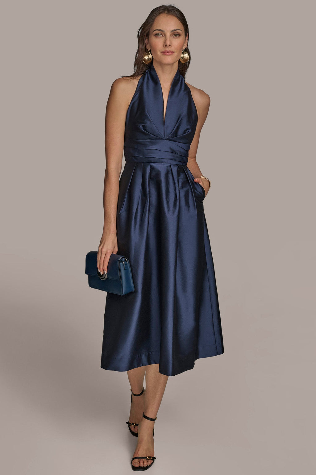 Mirabelle | Halter Neck Taffeta Midi Cocktail Dress