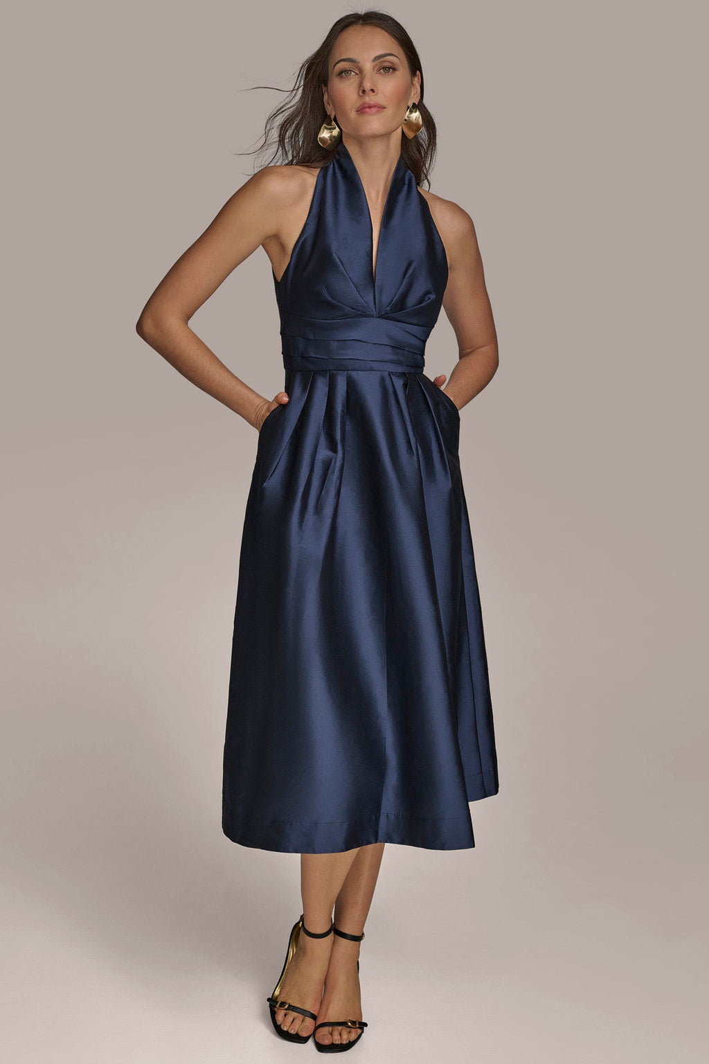 Mirabelle | Halter Neck Taffeta Midi Cocktail Dress