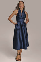 Mirabelle | Halter Neck Taffeta Midi Cocktail Dress