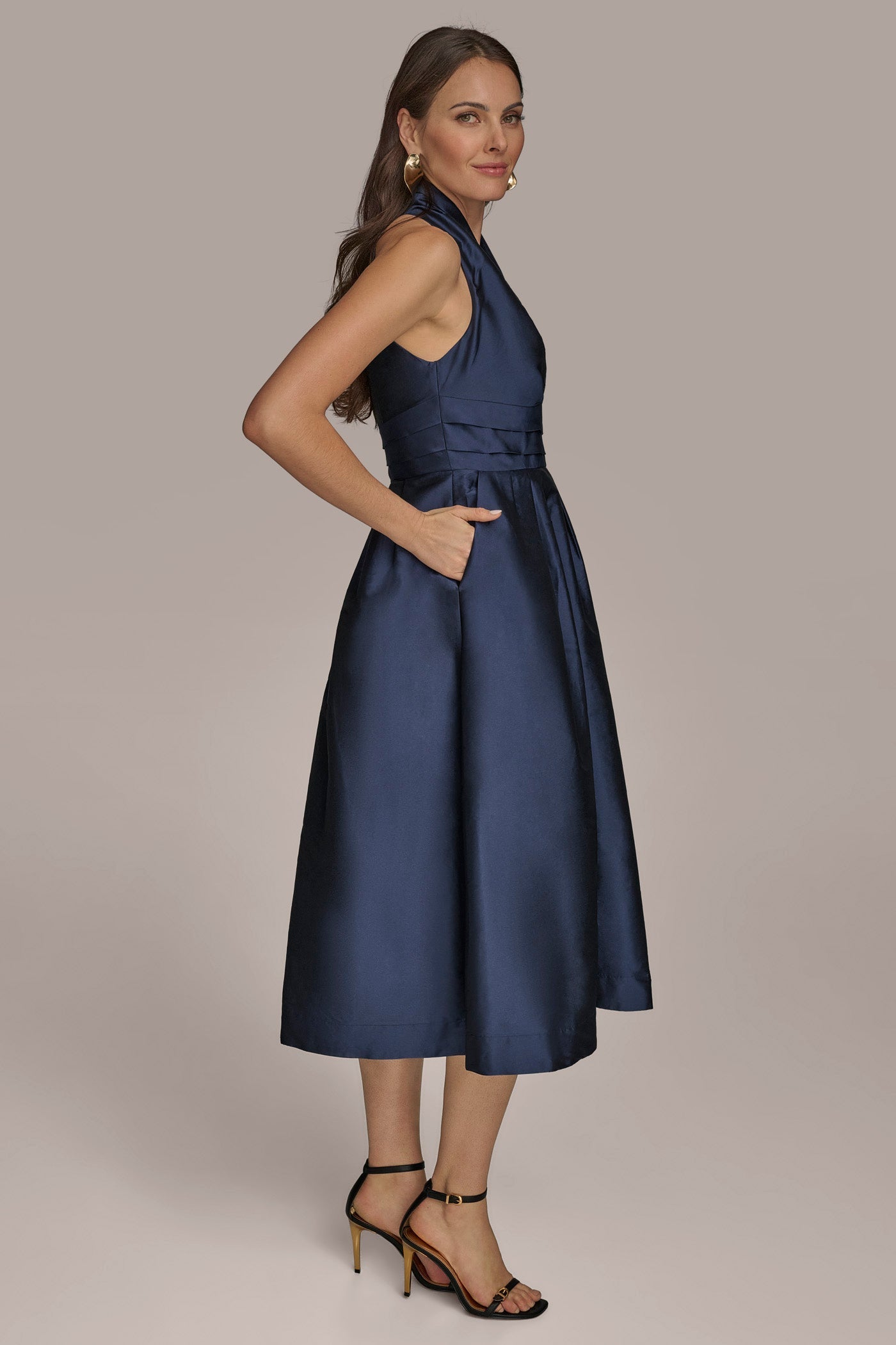 Mirabelle | Halter Neck Taffeta Midi Cocktail Dress
