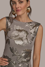Ingrid | Floral Sequin Cowl-Back Gown Evening Occasion Dress