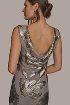 Ingrid | Floral Sequin Cowl-Back Gown Evening Occasion Dress