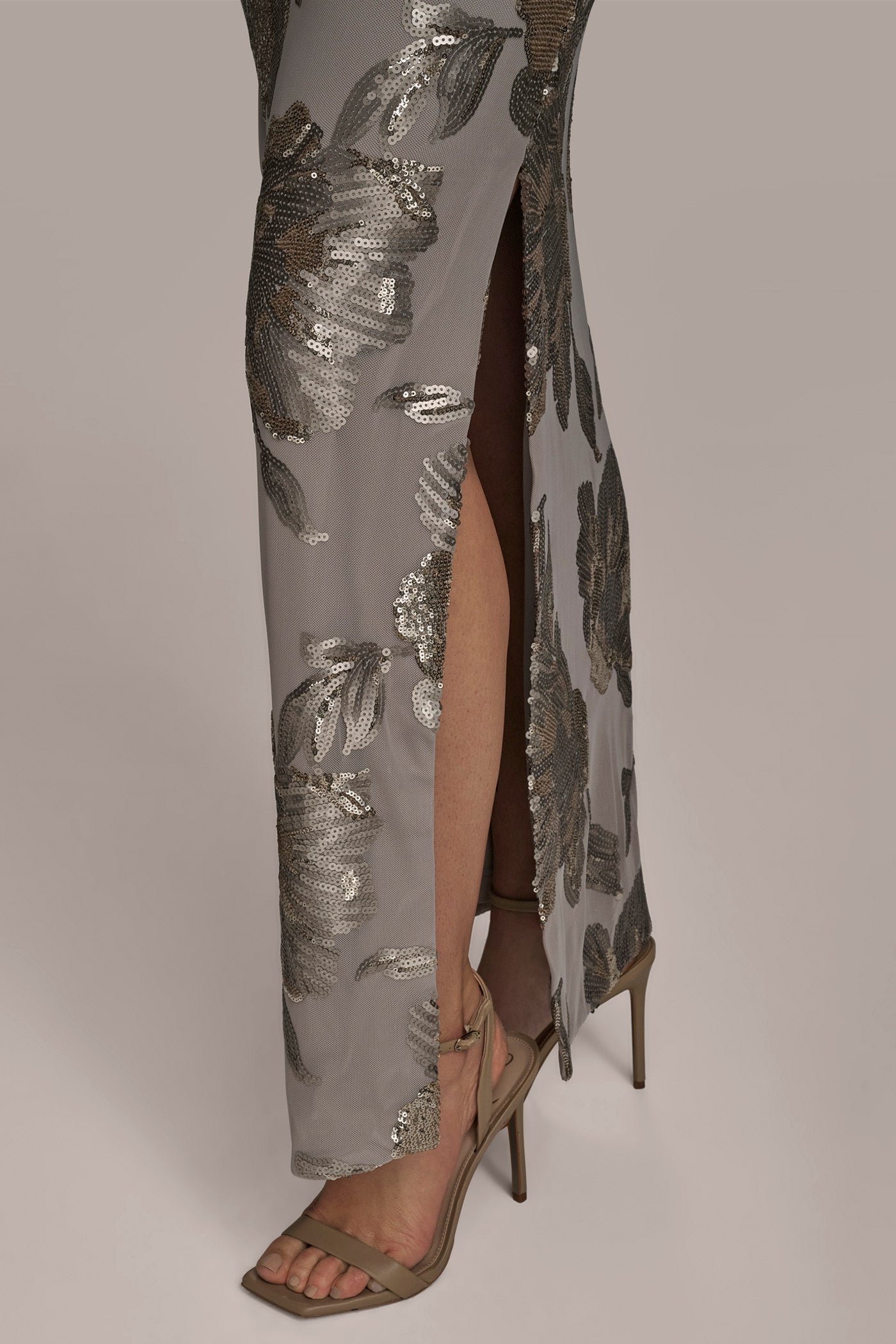 Ingrid | Floral Sequin Cowl-Back Gown Evening Occasion Dress