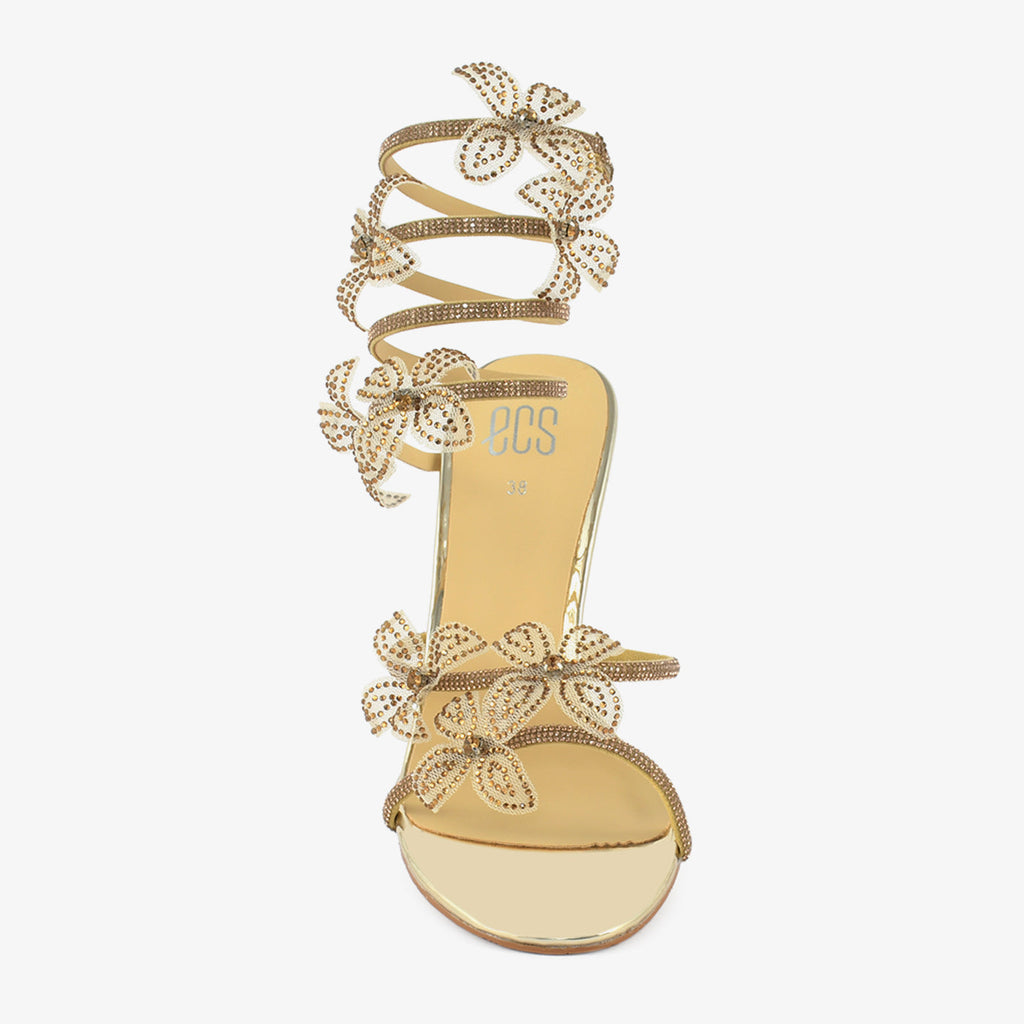 Dominique | René Caovilla Gold Butterfly Heels Sandals