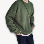 Delia | Cream Chunky Cable Knit Roll Neck Oversized Jumper Sweater — Dark Green