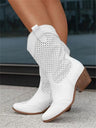 Esmee | Women's Perforated Western Cowboy Ankle Boots