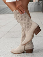 Esmee | Women's Perforated Western Cowboy Ankle Boots