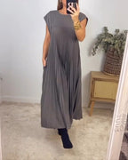 Celestine | Sleeveless Pleated House Dress Elegant Occasion Wear