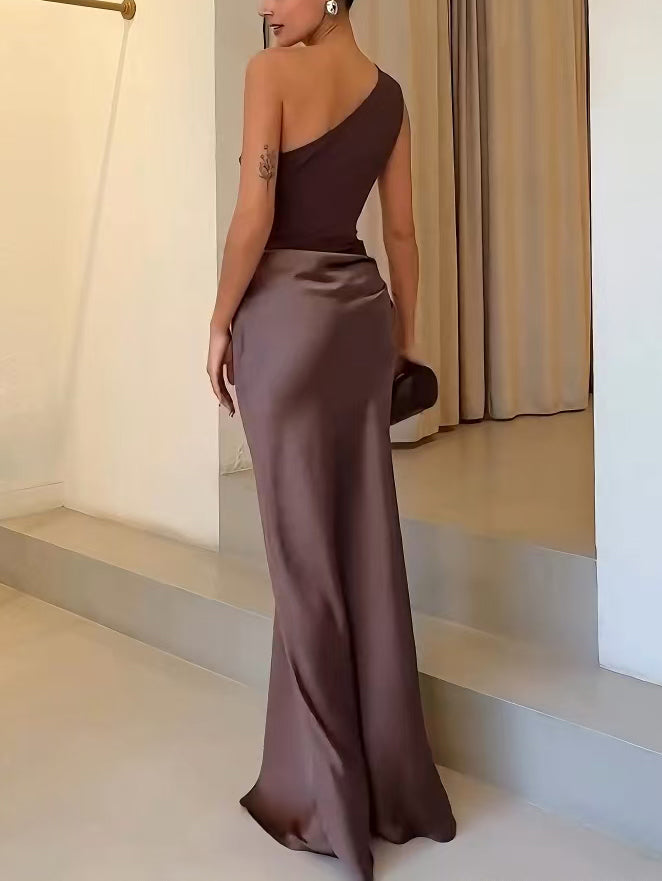 Octavia | One Shoulder Pleated Maxi Dress Special Occasion