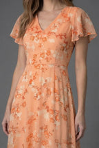 Esmee | Winter Wedding Guest Dresses Floral Maxi Flutter Sleeve