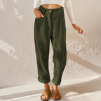 Isadora | High Waisted Black Corduroy Pleated Trousers