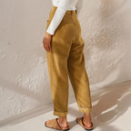 Isadora | High Waisted Black Corduroy Pleated Trousers