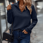 Eloise | Women Mesh Knit Sweater Half-Zip Smart Casual