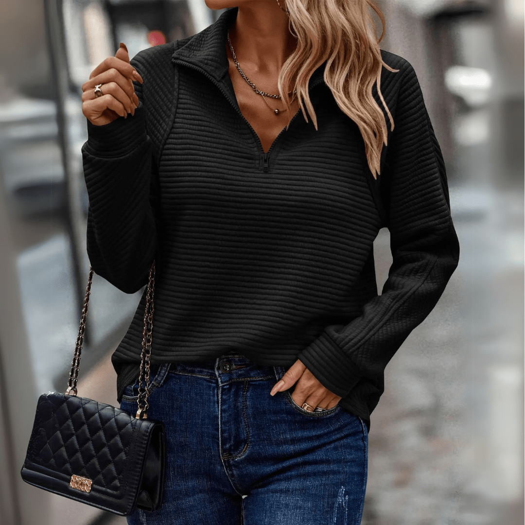 Eloise | Women Mesh Knit Sweater Half-Zip Smart Casual