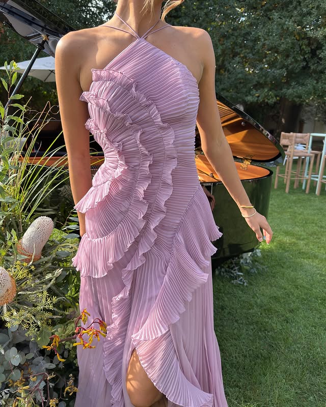 Tamsin | Ruffle Spaghetti Straps Occasion Maxi Dress