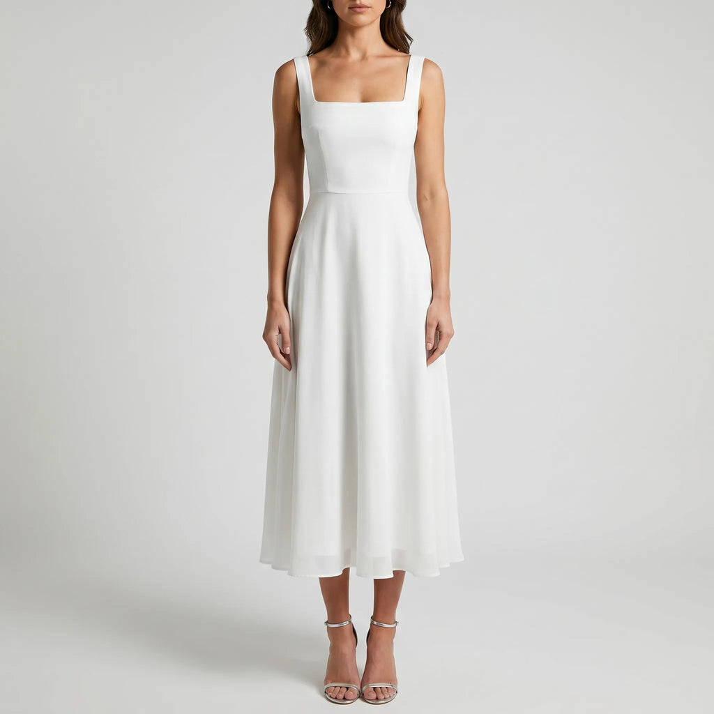 Elaris - Square Neck Midi Dress Square Neck Midi Dress 
