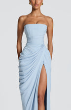 Juliette | Corset Strapless Draped Split Maxi Gala Dress