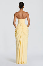 Juliette | Corset Strapless Draped Split Maxi Gala Dress