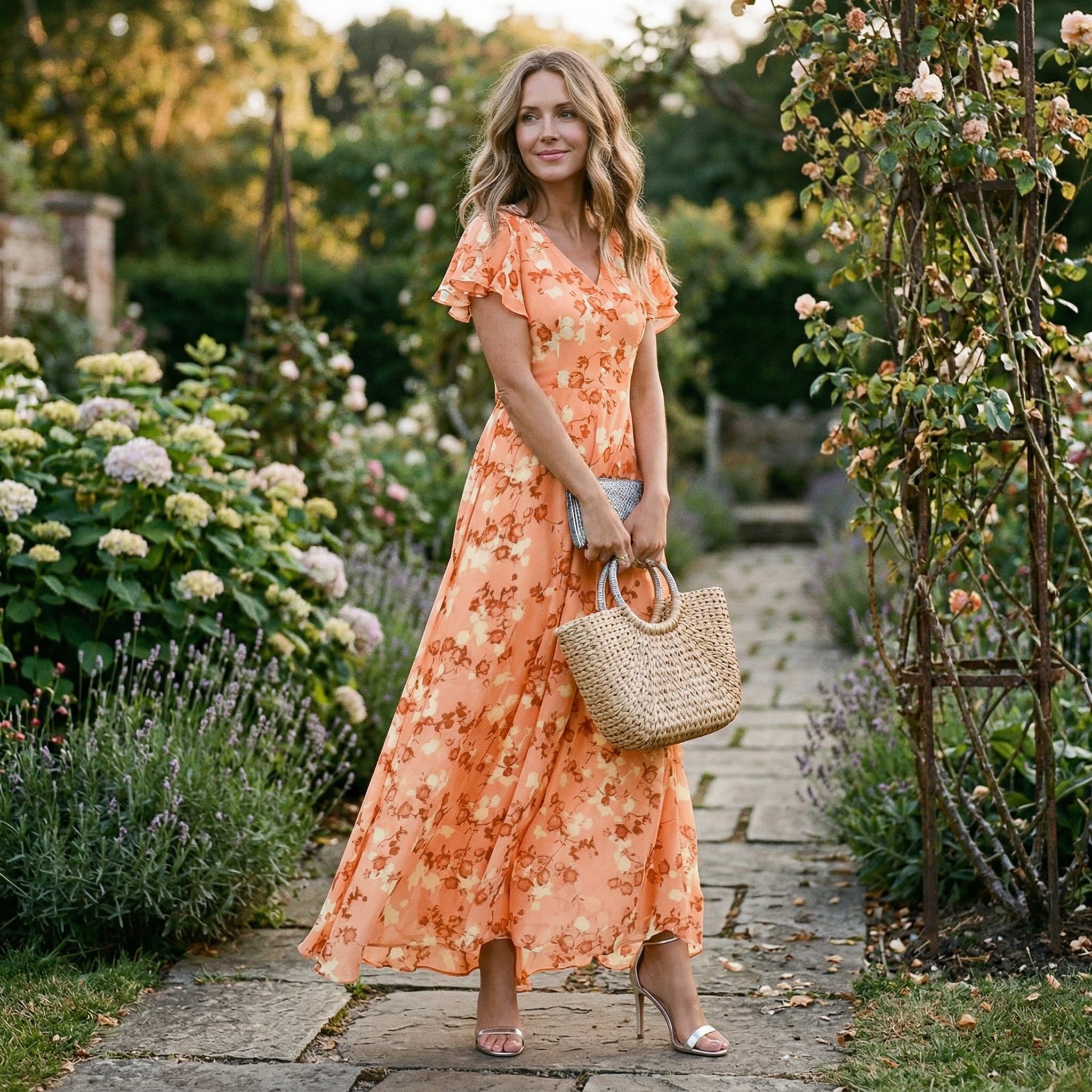 Ingrid | Floral Wedding Guest Dresses V-Neck Maxi