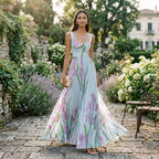 Honorine | Long Sleeve Chiffon Wedding Guest Maxi Dresses