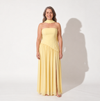 Solene | Black Strapless Scarf Neck Maxi Dress