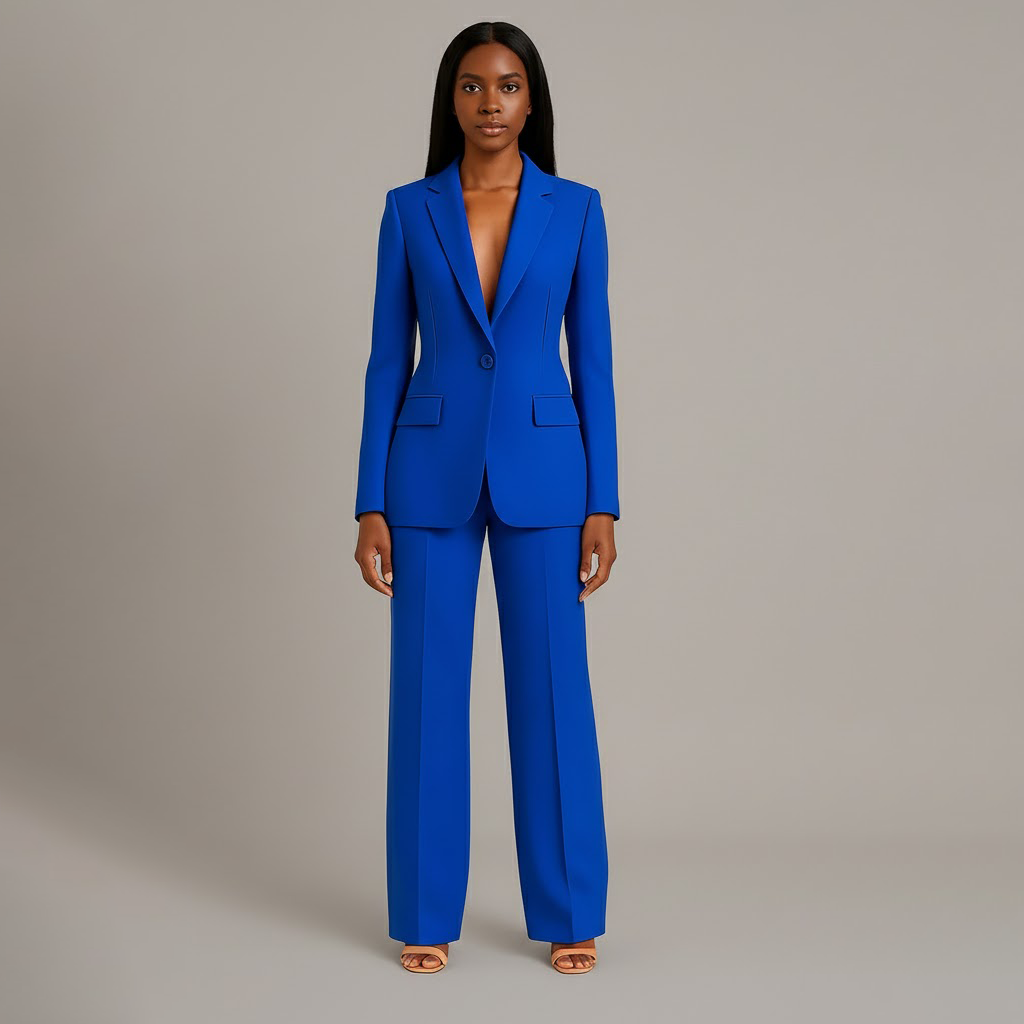 Eulalie | Christmas Outfits Formal Suits Tailored Blazer Set — Blue