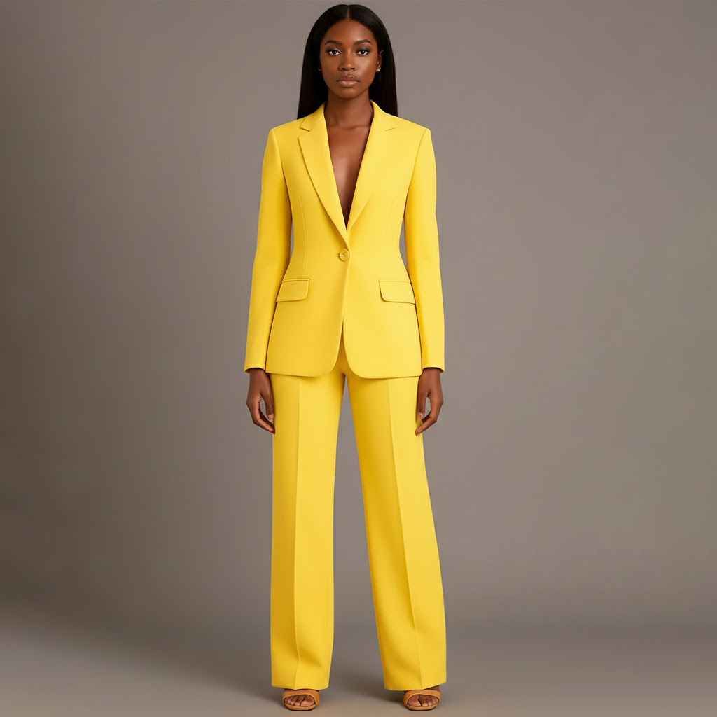 Eulalie | Christmas Outfits Formal Suits Tailored Blazer Set — Yellow