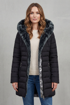 Sylvie | Pink Black Faux Fur Hood Winter Parka Coats
