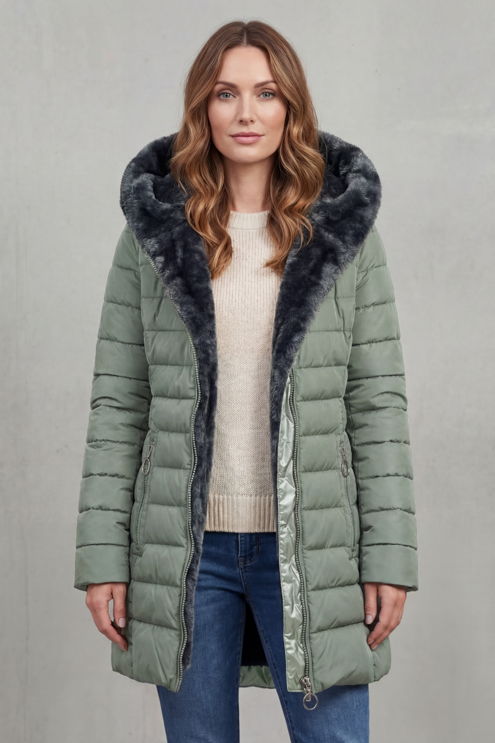 Sylvie | Pink Black Faux Fur Hood Winter Parka Coats