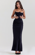 Isadora | Black Corset Maxi Dress Evening Gown