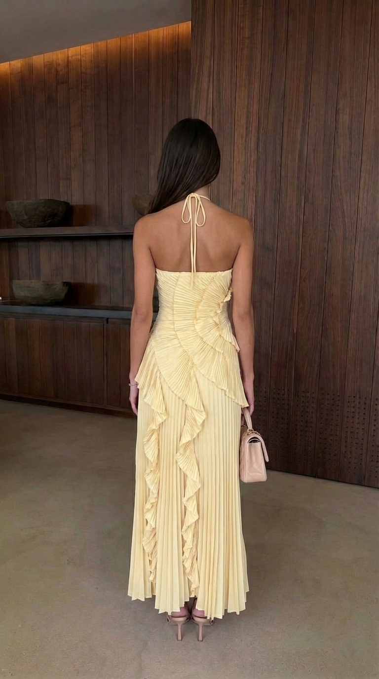 Tamsin | Ruffle Spaghetti Straps Occasion Maxi Dress