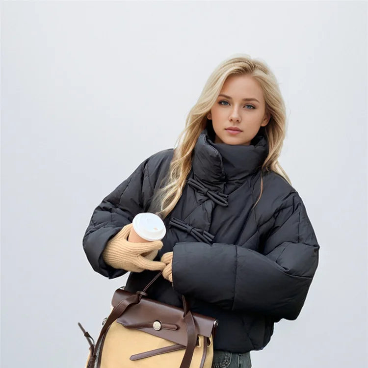 Leonie | Cropped Leather Jacket With Bow Detail For City Chic