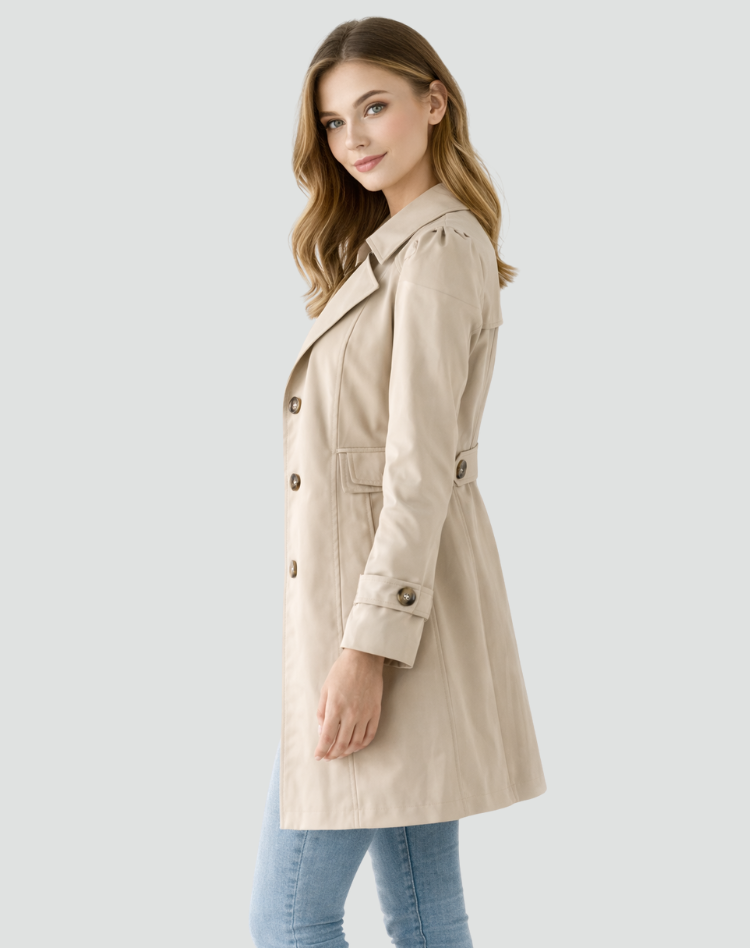 Capucine | Classic Brown Single Breasted Fur Trench Coat
