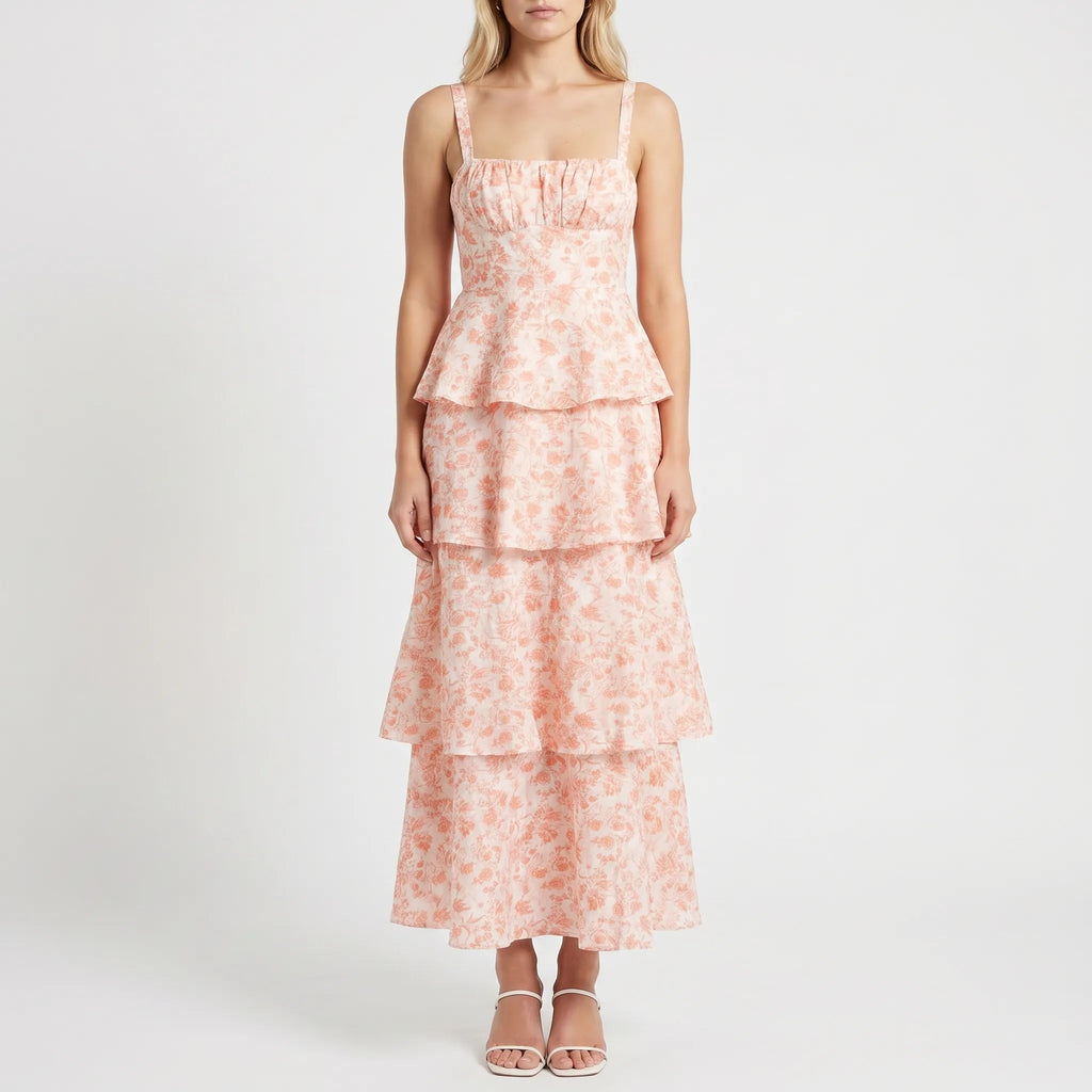 Florabel - Tiered Floral Midi Dress Tiered Floral Midi Dress 