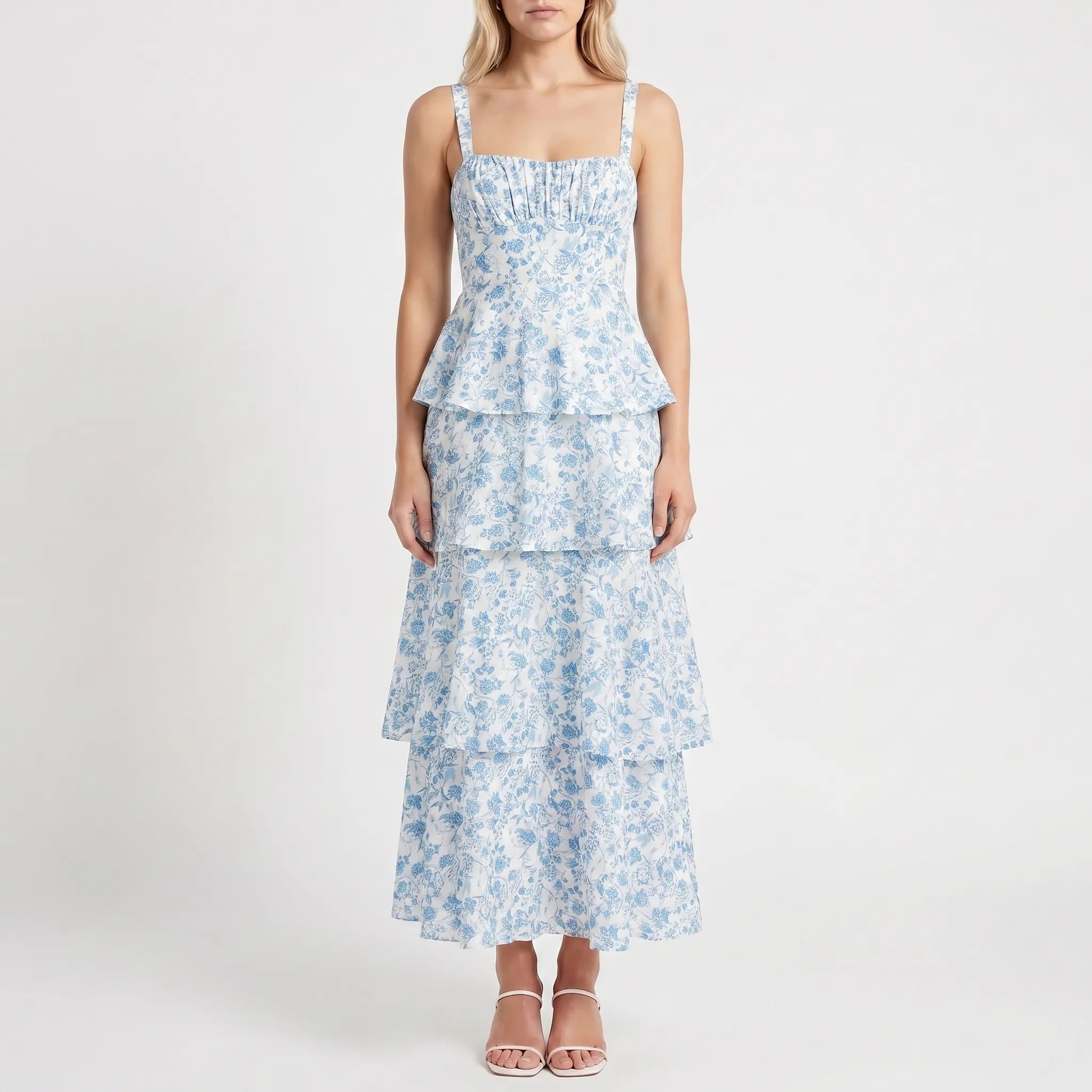 Florabel - Tiered Floral Midi Dress Tiered Floral Midi Dress 