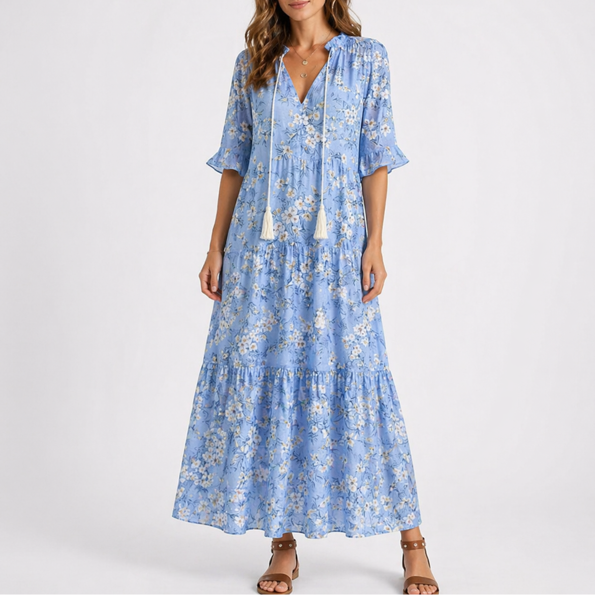 Georgiana | Floral Summer Midi Dress For Garden Parties