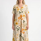 Floria - Sumer Floral Midi Dress Relaxed Fit